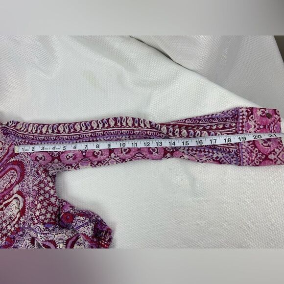 Free People Womens Red Wild Patterned Paisley Print V-Neck Crop Blouse Top XS - Picture 9 of 12